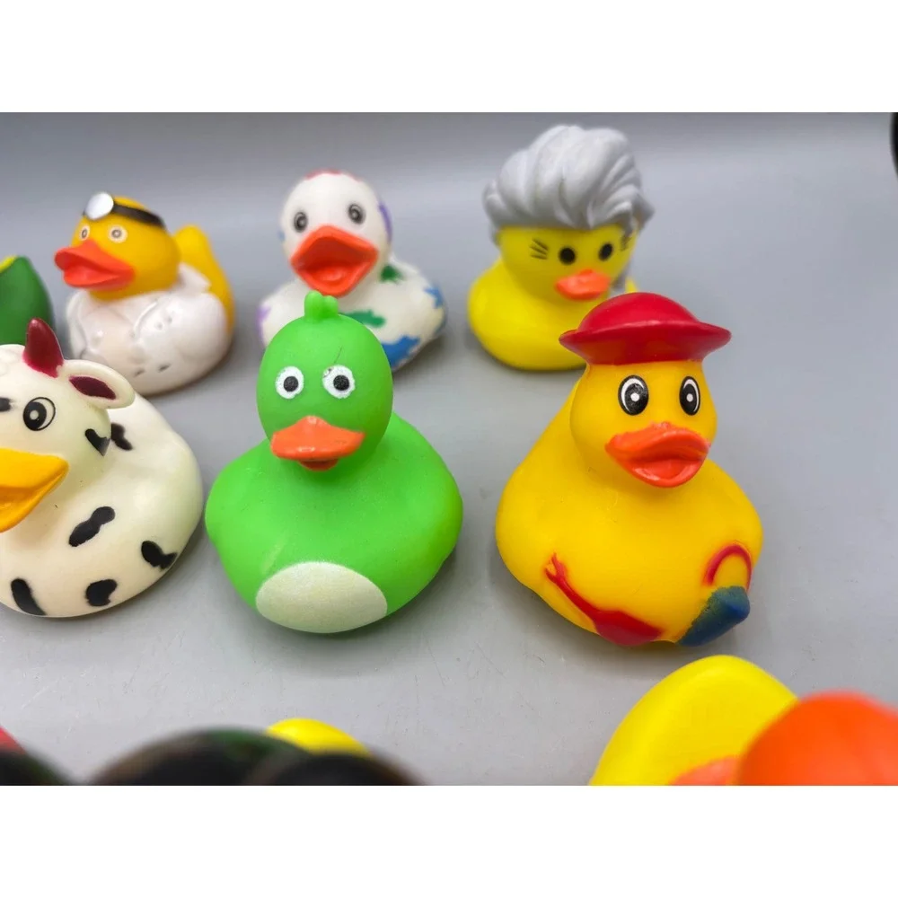 Assorted Novelty Rubber Ducks Lot of 12 Jeep Ducking Cow Cat Doctor Dragon 2in